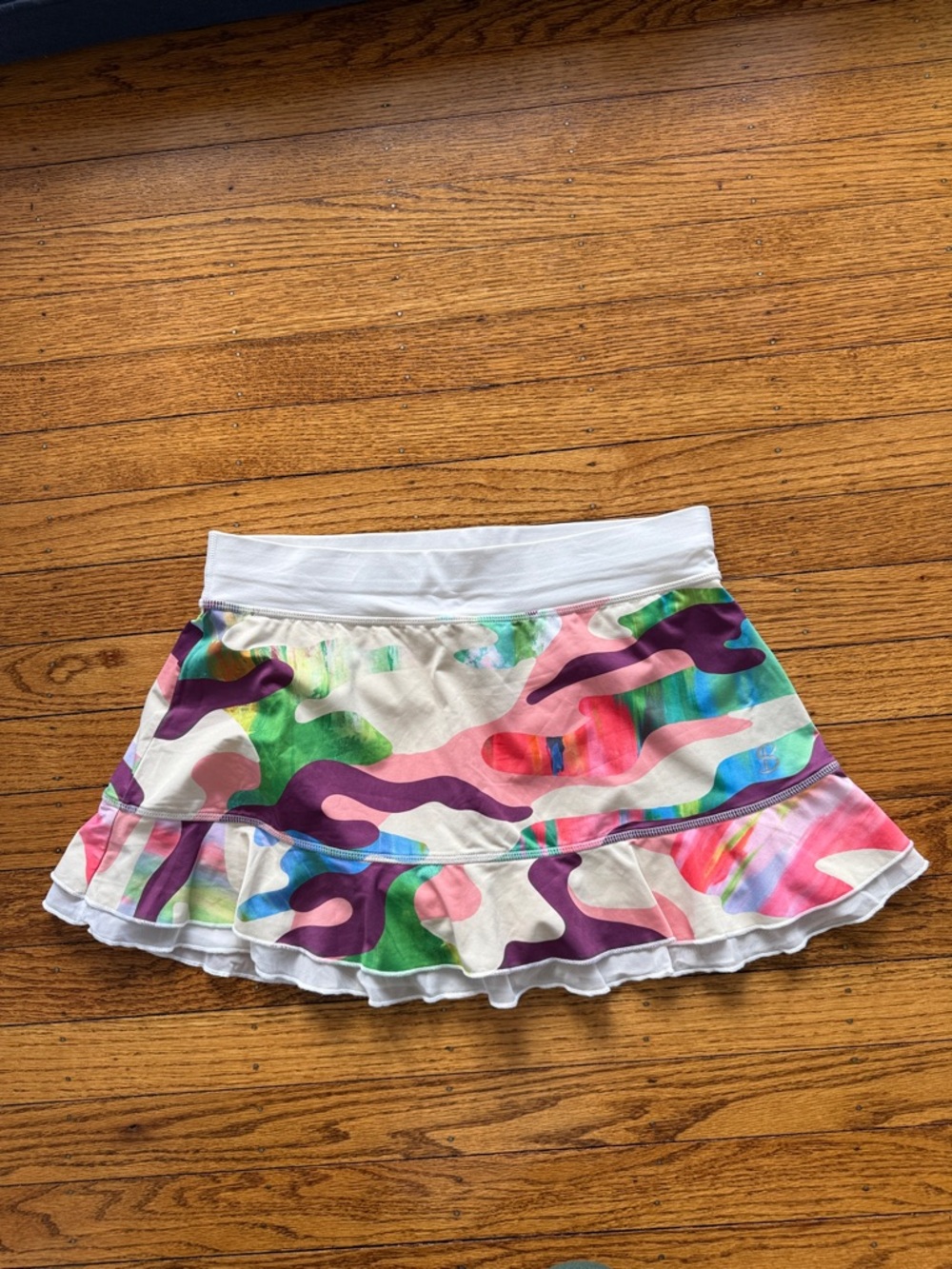 Multicolor Printed Circle Skater Skirt - White Waistband
